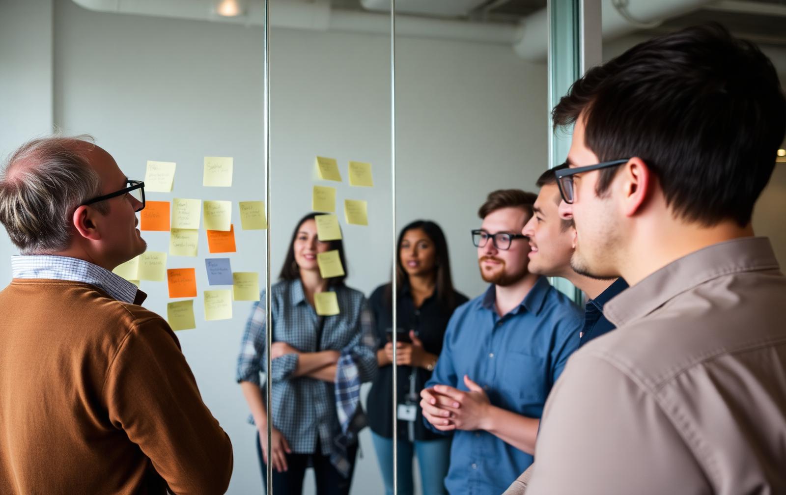 Espaço de inovação com startups e pesquisadores colaborando